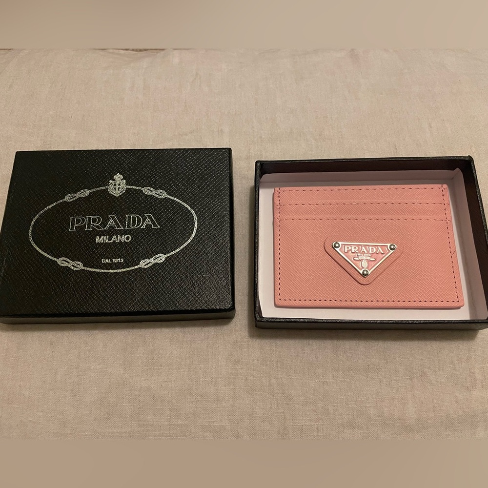 Prada Pink Saffiano Leather Card Holder